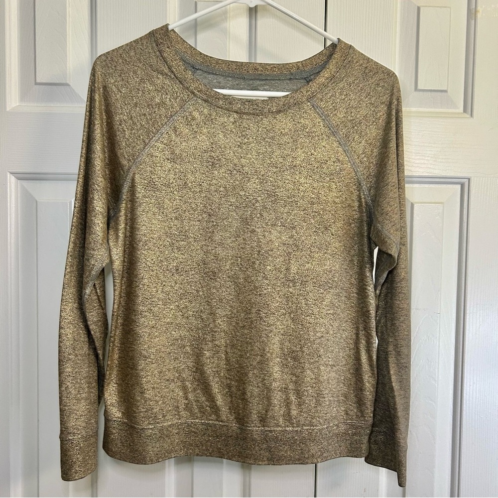 Current/Elliott The Letterman Antique Heather Metallic L/Sleeve Top Size 0 XS